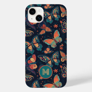 Coque Pour iPhone 14 Plus Motif de papillon monogramme personnalisé