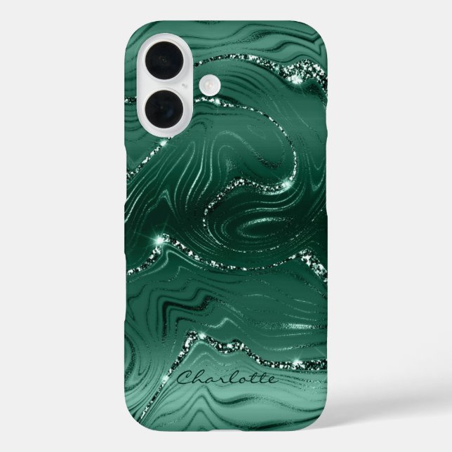 Coques Case-Mate iPhone Motif de Parties scintillant d'argent Emerald Gree (Verso)