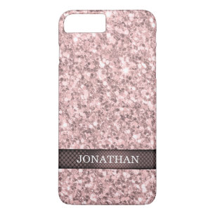 Coque iPhone 8 Plus/7 Plus Motif de Parties scintillant d'or Rose monogramme