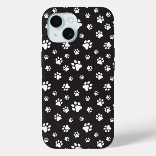 Coque Pour iPhone 15 Motif de pattes noir et blanc