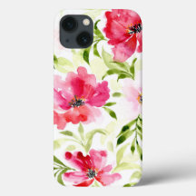 Motif de pavot à fleurs rouge tropical
