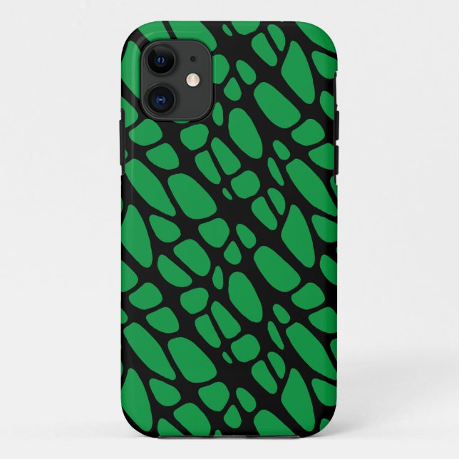 Coques Case-Mate iPhone Motif de peau Abstraite noire verte (Dos)