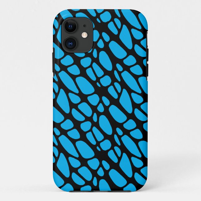 Coques Case-Mate iPhone Motif de peau biologique Abstrait bleu et noir (Dos)