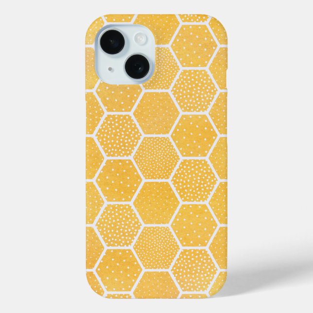 Coques Case-Mate iPhone Motif de peigne géométrique jaune et blanc (Verso)