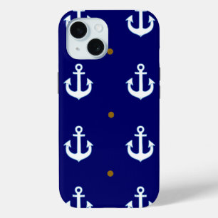 Coque Pour iPhone 15 motif de petites ancres blanches