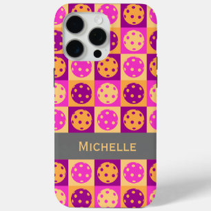 Coque iPhone 15 Pro Max Motif de Pickleball rose vibre