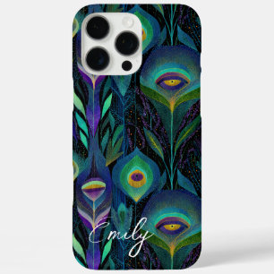 Coques iPhone 16 Pro Max Motif de plume de paon Abstrait