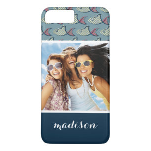 Coque iPhone 8 Plus/7 Plus Motif   de poissons de point de polka votre photo
