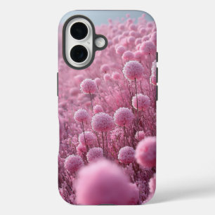 Coques iPhone 16 Motif de prairie fleurie rose rêveur