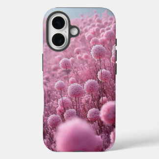 Coques iPhone 16 Motif de prairie fleurie rose rêveur