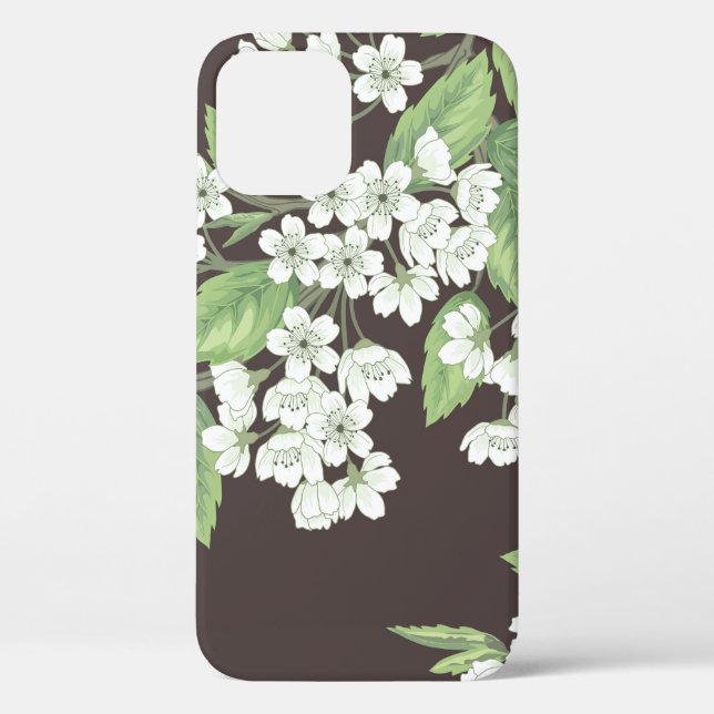Coques Case-Mate iPhone Motif de printemps, branches vertes sans soudure. (Verso)