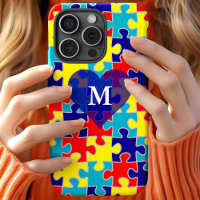 Motif de puzzle Monogramme de sensibilisation à l'
