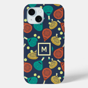 Coque Pour iPhone 15 Motif de raquettes Padel avec initial