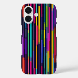 Coques iPhone 16 Motif de rayure verticale néon