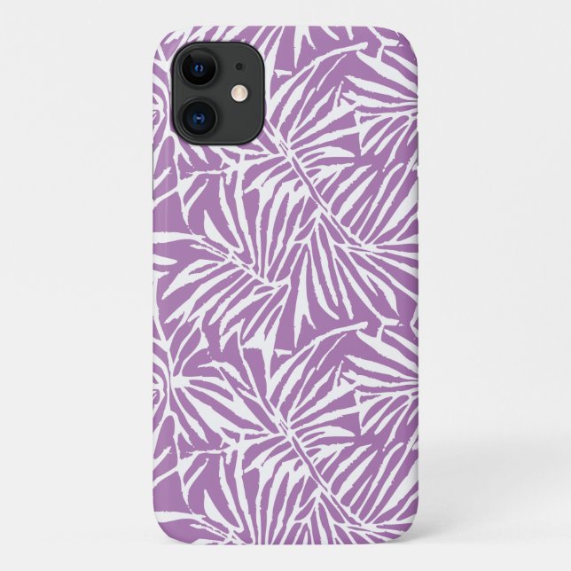 Coques Case-Mate iPhone Motif de répétition Pale Purple Tropical Leaf (Dos)