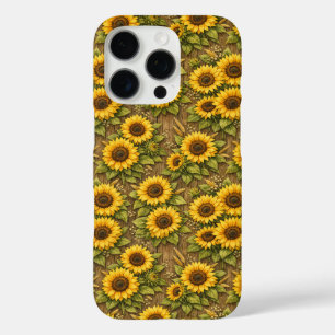 Coques iPhone 16 Pro Motif de répétition sans couture de tournesol enso