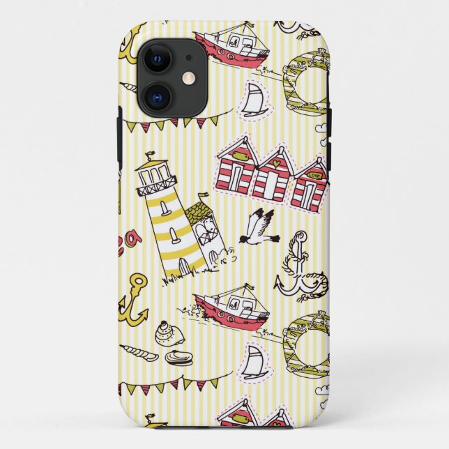 Coques Case-Mate iPhone Motif de scène de la plage de Cute (Dos)