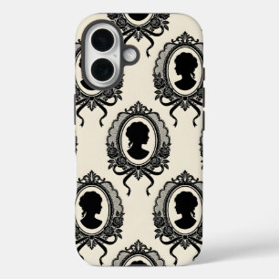 Coques iPhone 16 Motif de silhouette de camée gothique