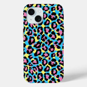 Coque Pour iPhone 15 Motif de Spots Neon Leopard