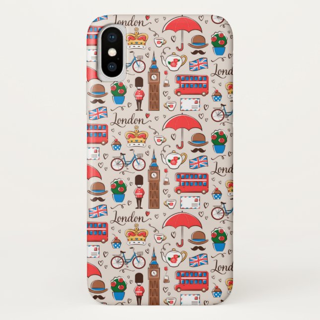 Coques Case-Mate iPhone Motif de symboles de Londres (Dos)