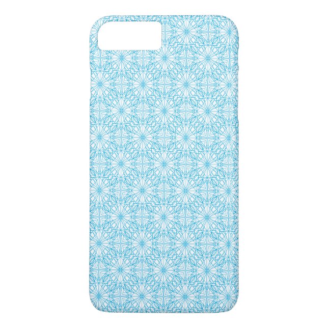 Coques Case-Mate iPhone Motif de symétrie géométrique bleu clair (Dos)