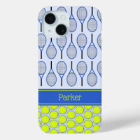 Motif de tennis nom personnalisé bleu