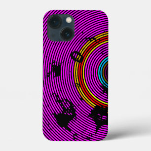 Coques Pour iPhone Motif de texture de disque vinyle multicolore rose
