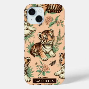 Coque Pour iPhone 15 Motif de tigre de bébé Vintage