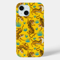 Motif de tigre d'or asiatique