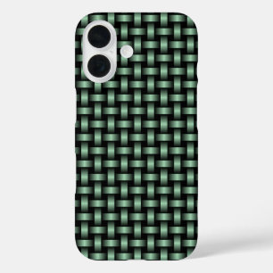 Coques iPhone 16 Motif de tissage noir vert