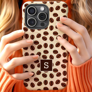 Coque Pour iPhone 15 Motif de tourbillon de grain de café Monogramme