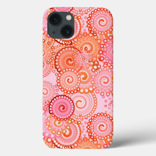 iPhone 13 Case Motif de tourbillon fractal, corail et rose