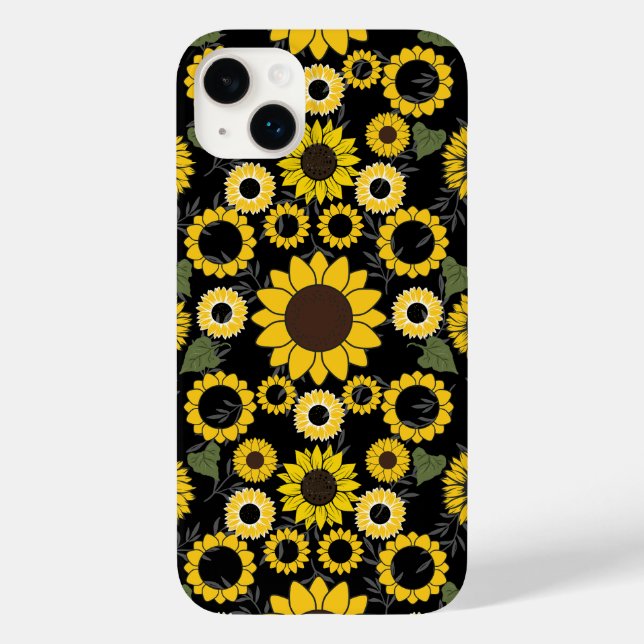 Coques Case-Mate iPhone Motif de tournesol A01.b BG noir (Verso)