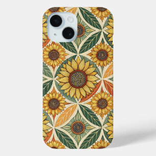 Coque Pour iPhone 15 Motif de tournesol et feuille Découpe inspirée d