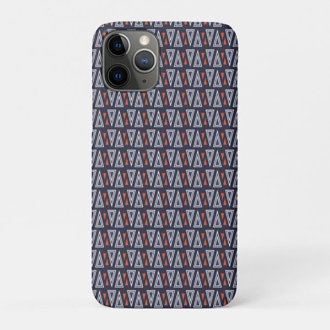 Coques Case-Mate iPhone Motif de triangles géométriques bleu foncé et roug (Dos)