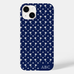 Coque Pour iPhone 14 Motif de trophée de sport à initiales personnalisé