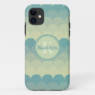 Coque iPhone 11 Motif de vague vert monogramme
