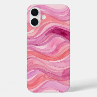 Coques iPhone 16 Plus Motif de vagues à l'aquarelle rose