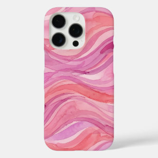 Coques iPhone 16 Pro Motif de vagues à l'aquarelle rose