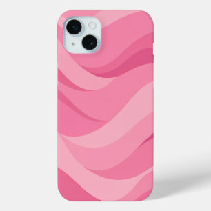 Coque iPhone 15 Mini Motif de vagues abstraites rose tendre