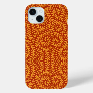 Coque iPhone 15 Mini Motif de vigne feuillue jaune doré 