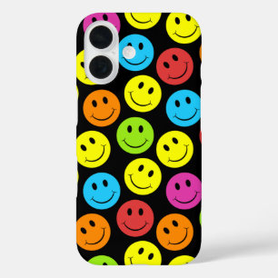 Coques iPhone 16 Motif de visages colorés heureux