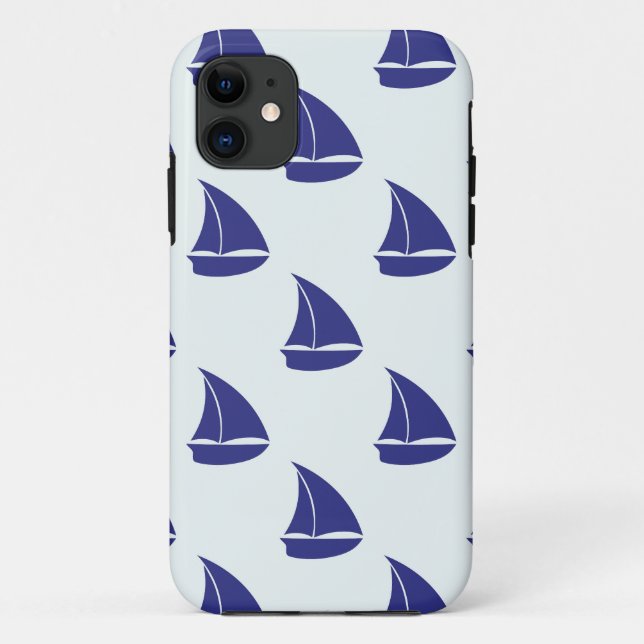 Coques Case-Mate iPhone Motif de voilier de bleu royal (Dos)