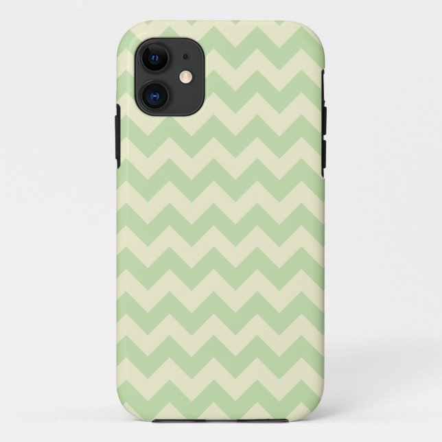 Coques Case-Mate iPhone Motif de zigzag vert et jaune (Dos)