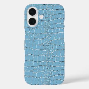 Coques iPhone 16 Motif d'effet cuir bleu