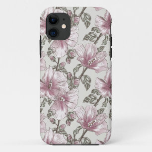 Coque iPhone 11 Motif des fleurs d'hibiscus roses rousses