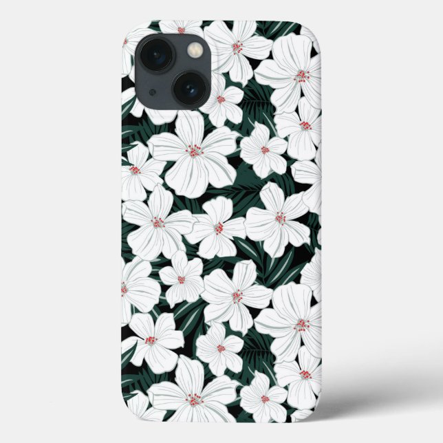 Coques Case-Mate iPhone Motif des fleurs tropicales blanches (Verso)