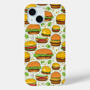 Coque Pour iPhone 15 Motif des hamburgers mignons