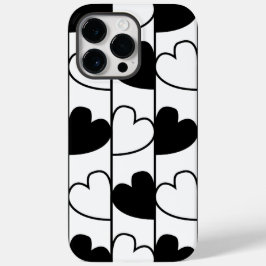 Coque Pour Pour iPhone 14 Pro Max Motif des rayures de coeur noir et blanc