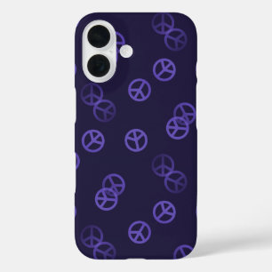 Coques iPhone 16 Motif des signes de paix violet